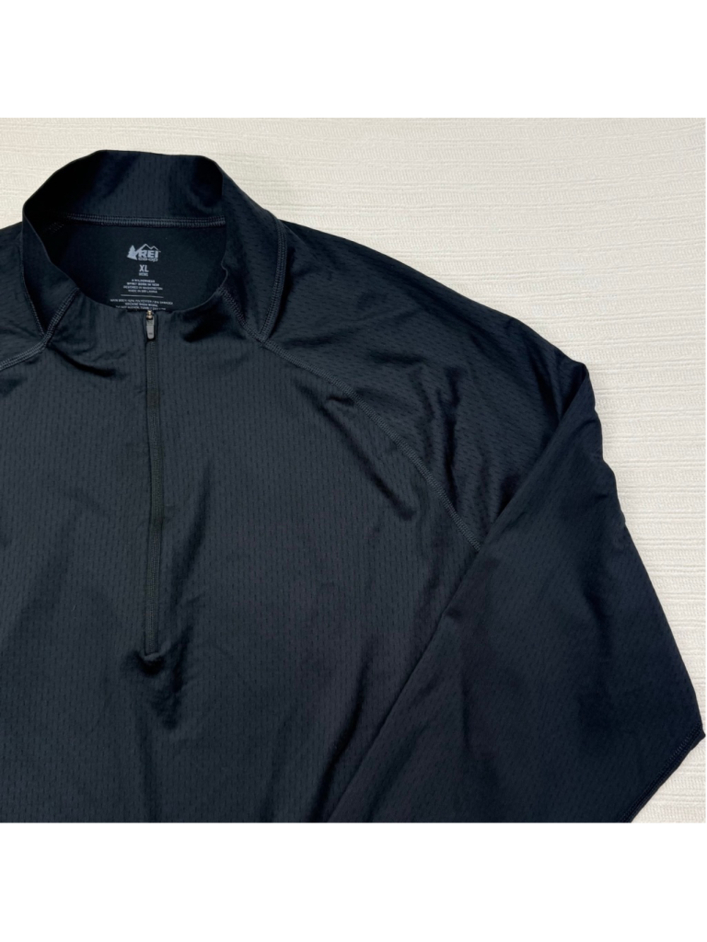 REI Co-op Lightweight Base Layer Hiking 1/4 Zip Long Sleeve Men's Black XL